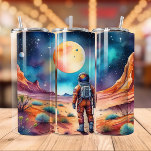 Astronaut Tumbler Wrap | Spaceman PNG Free Tumbler Wraps PNG