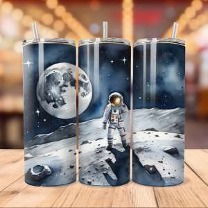 Astronaut Tumbler Wrap | Moon PNG Free Tumbler Wraps PNG