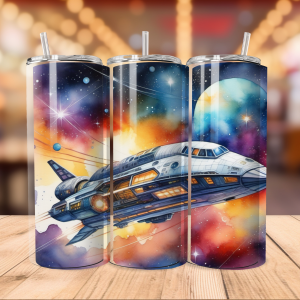 Spaceship Tumbler Wrap | Cosmic PNG Free Tumbler Wraps PNG