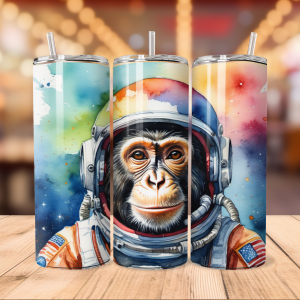 Free Astronaut Monkey Tumbler Wrap | Space PNG Free Tumbler Wraps PNG