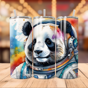 Free Astronaut Panda Tumbler Wrap | Space PNG Free Tumbler Wraps PNG