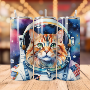 Free Astronaut Cat Kitten Tumbler Wrap | Space PNG Free Tumbler Wraps PNG