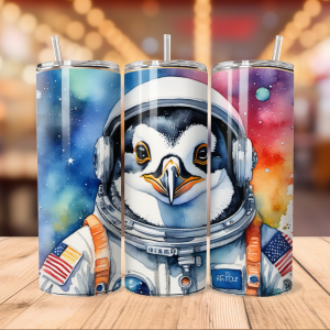 Free Penguin Astronaut Tumbler Wrap | Space PNG Free Tumbler Wraps PNG