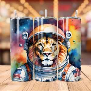 Free Lion Astronaut Tumbler Wrap | Space PNG Free Tumbler Wraps PNG