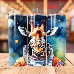 Free Giraffe Astronaut Tumbler Wrap | Space PNG Free Tumbler Wraps PNG