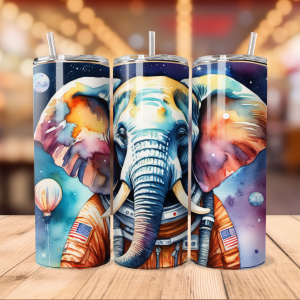 Free Elephant Astronaut Tumbler Wrap | Space PNG Free Tumbler Wraps PNG