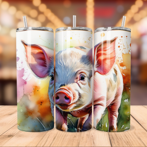 Cute Pig Tumbler Wrap | Farm Animal Png Free Tumbler Wraps PNG