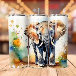 Cute Elephant Tumbler Wrap | Zoo Animal Png Free Tumbler Wraps PNG