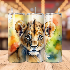 Cute Lion | Safari Animal Png Free Tumbler Wraps PNG