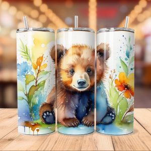 Cute Bear | Animal Png Free Tumbler Wraps PNG