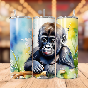 Cute Baby Gorilla | Animal Png Free Tumbler Wraps PNG