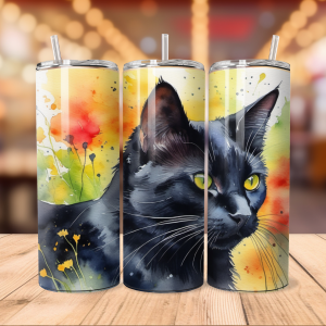 Black Cat Tumbler Wrap | Pet png Free Tumbler Wraps PNG