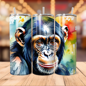 Chimpanzee Tumbler Wrap | Animal Png Free Tumbler Wraps PNG