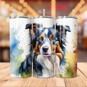 Border Collie Tumbler Wrap Dog | Pet Png Free Tumbler Wraps PNG