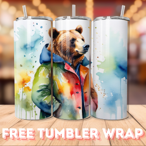 Free Bear Tumbler Wrap PNG Free Tumbler Wraps PNG